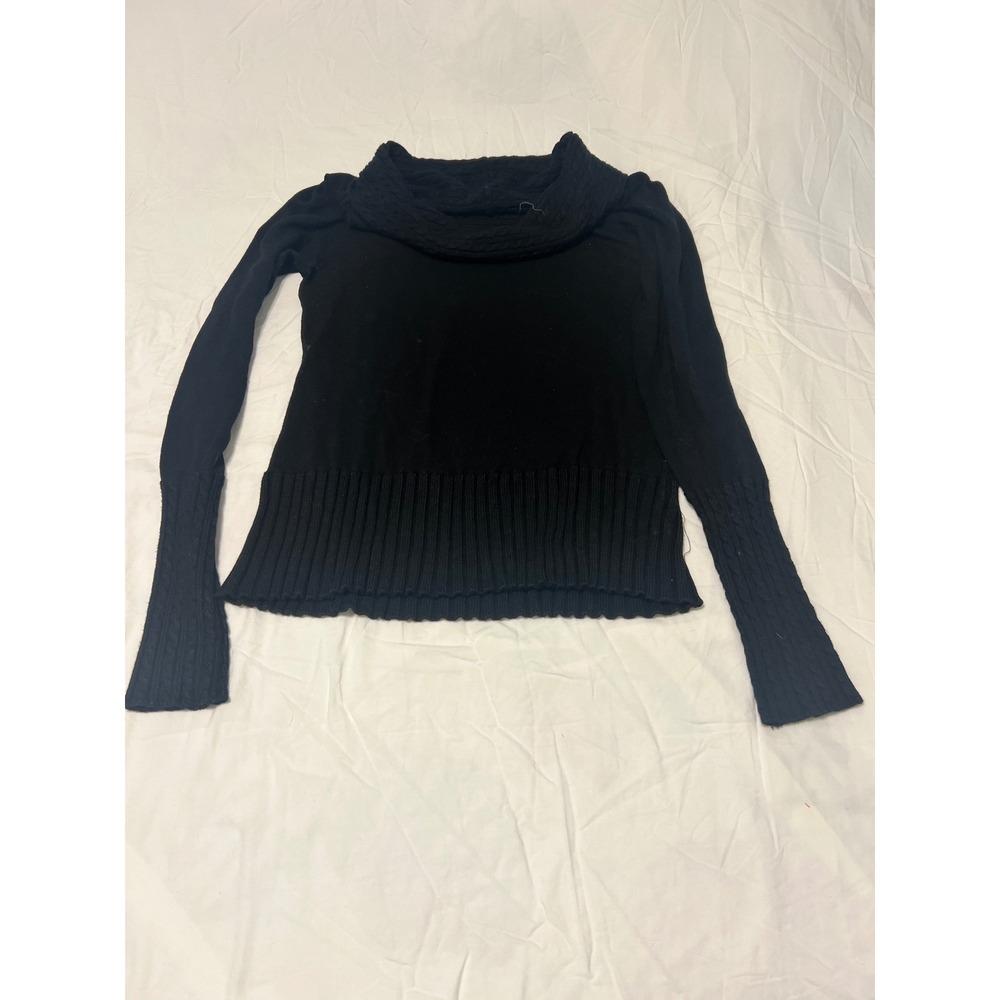 Buffalo David Bitton Hera Black Cowl Neck Ribbed Hem Sweater Womens Large